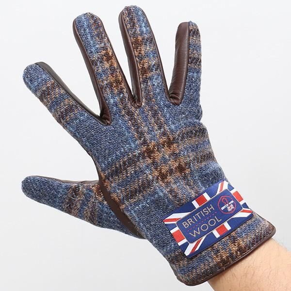 ブリティッシュウール 手袋 メンズ 本革 レザー スマートフォン対応 スマホ ブルー ネイビー 青色 手袋 グローブ KURODA(クロダ) | KURODA | 03