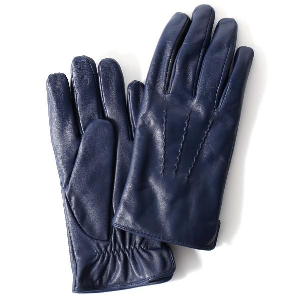手袋 革 メンズ スマホ対応 ブルー ネイビー 青色 レザー グローブ 男性 プレゼント