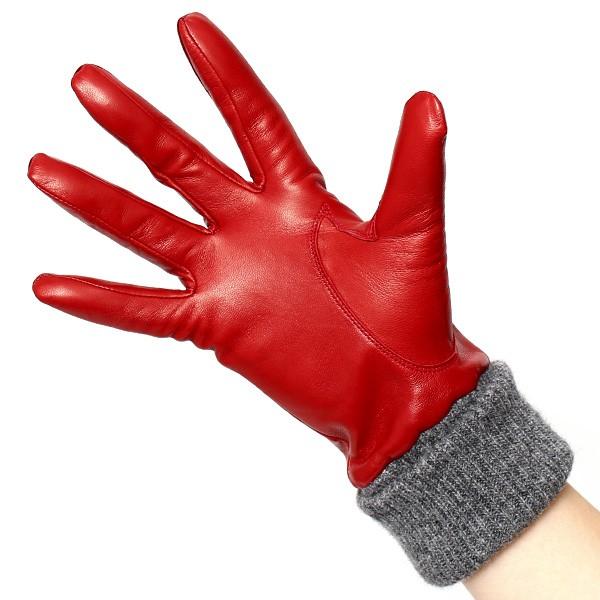 KURODA（クロダ） レディース 手袋 日本製 レザー カシミヤ レッド