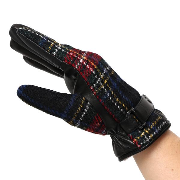 ハリスツイード 手袋 メンズ スマホ対応 カシミヤ レッド ワイン 赤色 日本製 革 レザー ベルト ブランド | HARRIS TWEED | 02