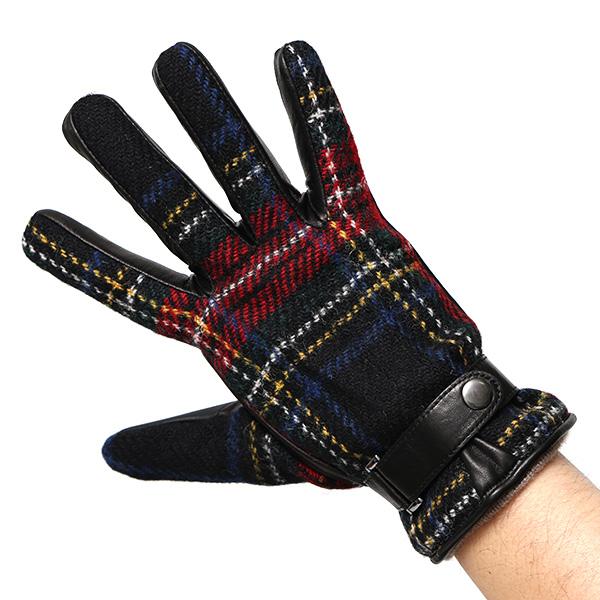 ハリスツイード 手袋 メンズ スマホ対応 カシミヤ レッド ワイン 赤色 日本製 革 レザー ベルト ブランド | HARRIS TWEED | 03