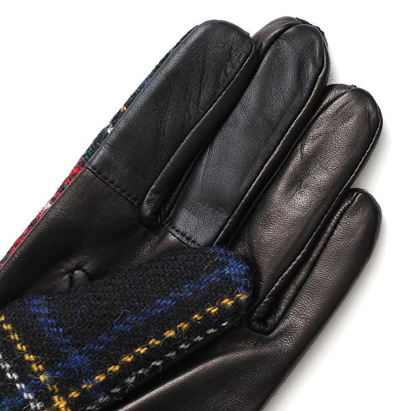 ハリスツイード 手袋 メンズ スマホ対応 カシミヤ レッド ワイン 赤色 日本製 革 レザー ベルト ブランド | HARRIS TWEED | 07