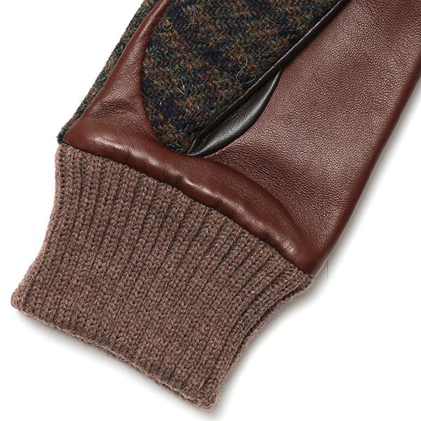 ハリスツイード 手袋 レディース スマホ対応  ブラウン 茶 茶色 Harris Tweed 日本製 革 女性 カシミヤ | HARRIS TWEED | 08