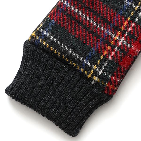 ハリスツイード 手袋 レディース スマホ対応  レッド ワイン 赤色 Harris Tweed 日本製 革 女性 カシミヤ | HARRIS TWEED | 08