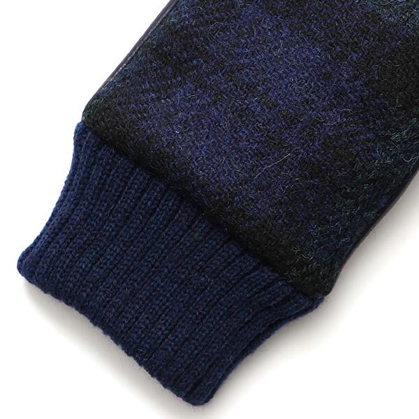 ハリスツイード 手袋 レディース スマホ対応  ブルー ネイビー 青色 Harris Tweed 日本製 革 女性 カシミヤ | HARRIS TWEED | 08