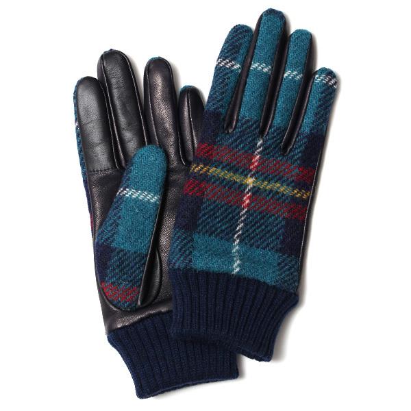 ハリスツイード 手袋 レディース スマホ対応  グリーン 緑色 Harris Tweed 日本製 革 女性 カシミヤ | HARRIS TWEED