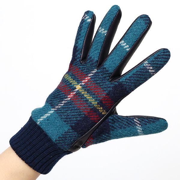 ハリスツイード 手袋 レディース スマホ対応  グリーン 緑色 Harris Tweed 日本製 革 女性 カシミヤ | HARRIS TWEED | 03