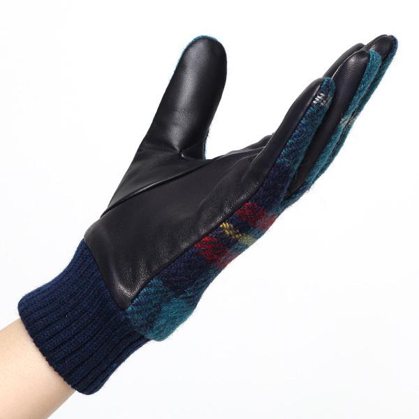 ハリスツイード 手袋 レディース スマホ対応  グリーン 緑色 Harris Tweed 日本製 革 女性 カシミヤ | HARRIS TWEED | 04