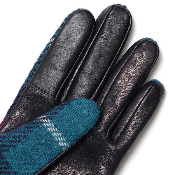 ハリスツイード 手袋 レディース スマホ対応  グリーン 緑色 Harris Tweed 日本製 革 女性 カシミヤ | HARRIS TWEED | 07