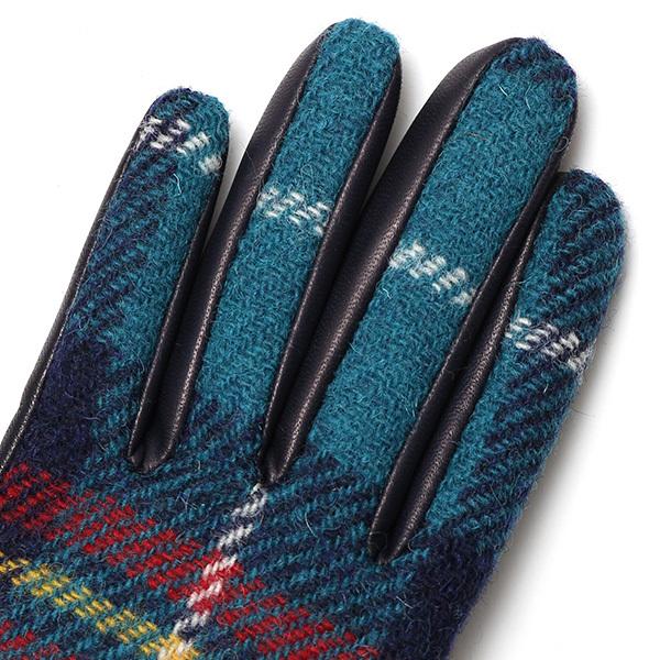 ハリスツイード 手袋 レディース スマホ対応  グリーン 緑色 Harris Tweed 日本製 革 女性 カシミヤ | HARRIS TWEED | 08