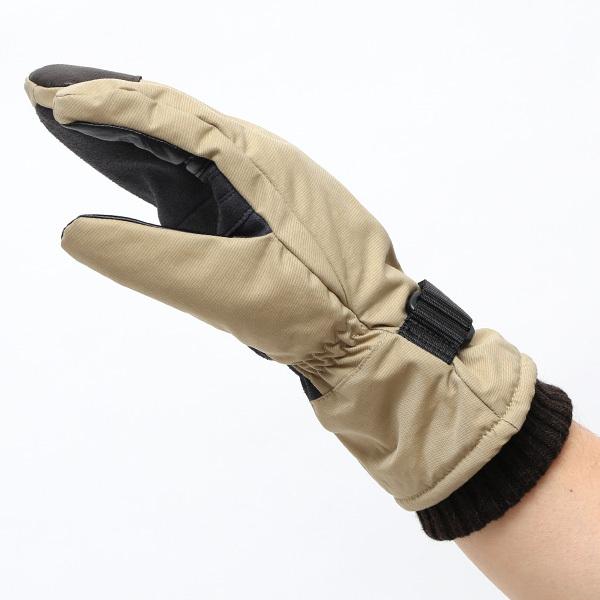 手袋 キャンプ アウトドア 防寒 スマホ操作可能 タッチパネル ミトン ベージュ 肌色 メンズ 温かい 裏起毛 防水 防風 グローブ | KURODA | 02