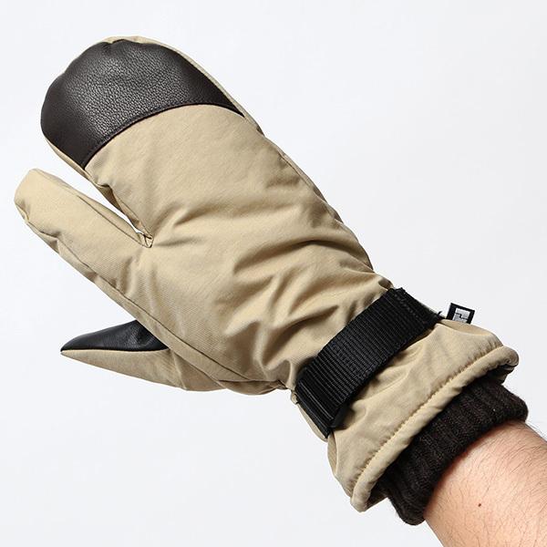 手袋 キャンプ アウトドア 防寒 スマホ操作可能 タッチパネル ミトン ベージュ 肌色 メンズ 温かい 裏起毛 防水 防風 グローブ | KURODA | 03