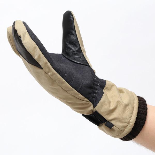 手袋 キャンプ アウトドア 防寒 スマホ操作可能 タッチパネル ミトン ベージュ 肌色 メンズ 温かい 裏起毛 防水 防風 グローブ | KURODA | 04