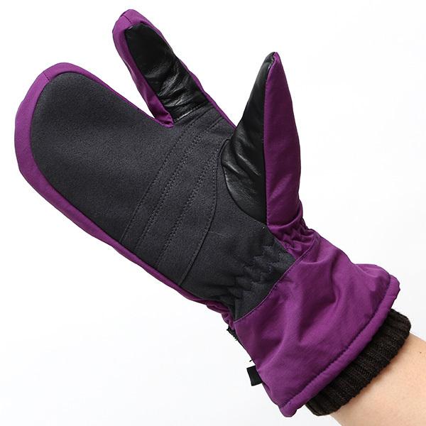 手袋 キャンプ アウトドア 防寒 スマホ操作可能 タッチパネル ミトン パープル 紫色 メンズ 温かい 裏起毛 防水 防風 グローブ | KURODA | 01