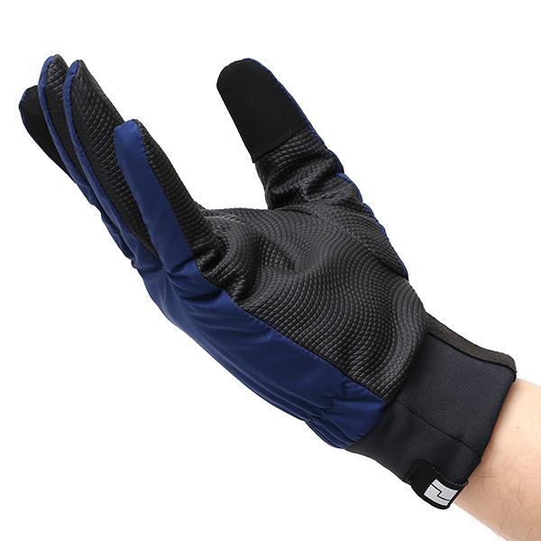 自転車 手袋 防寒 メンズ スマホ対応 サイクリング グローブ ブルー