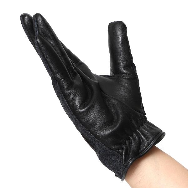 手袋 メンズ カノニコ社 イタリア製 スーツ生地 手袋 グレー グレイ 灰色 本革 男性 ブランド | KURODA | 04