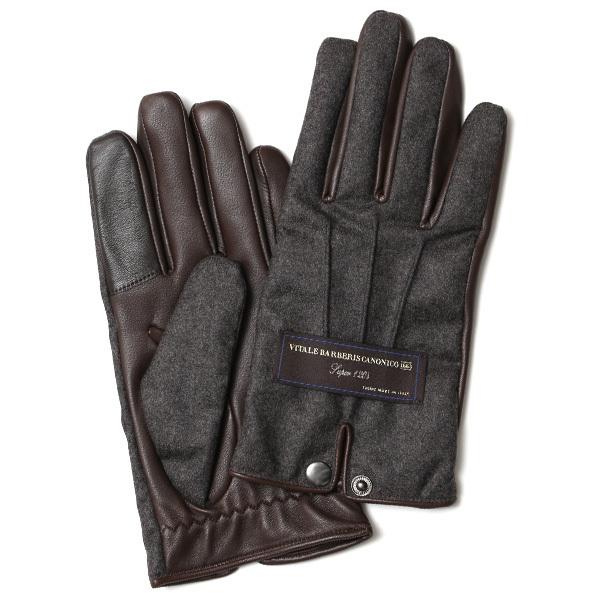 手袋 メンズ カノニコ社 イタリア製 スーツ生地 手袋 グレー グレイ 灰色 ねずみ色 本革 男性 ブランド