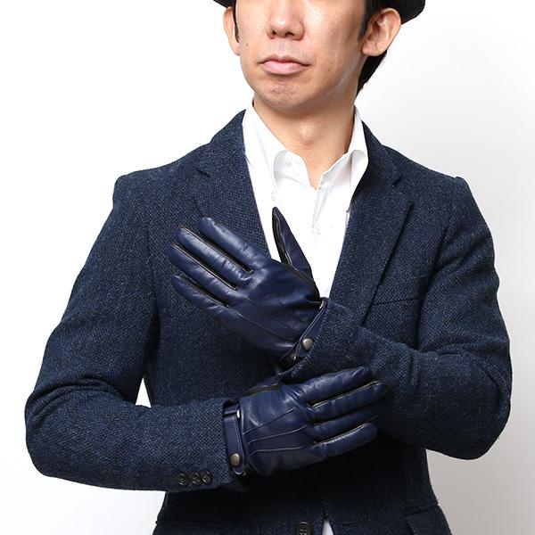 KURODA（クロダ） 仔羊革 本革 手袋 メンズ スマホ対応 ブルー