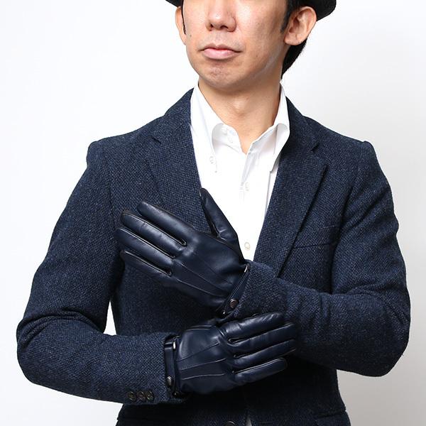 仔羊革 本革 手袋 メンズ スマホ対応 ブルー ネイビー 青色 日本メーカー | KURODA | 10