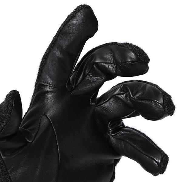 KURODA（クロダ） ニット 本革 手袋 メンズ 男性向け 仔羊革 ブラック