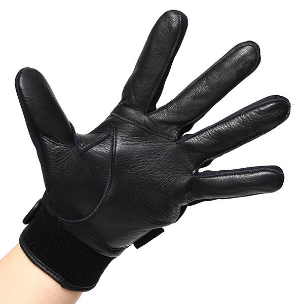 自転車 洗濯可 メンズ 手袋 本革 ブラック 黒 黒色 洗える 伸縮性 耐久