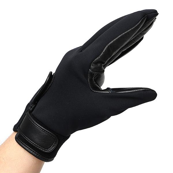 自転車 洗濯可 メンズ 手袋 本革 ブラック 黒 黒色 洗える 伸縮性 耐久