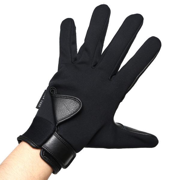 自転車 洗濯可 メンズ 手袋 本革 ブラック 黒 黒色 洗える 伸縮性 耐久