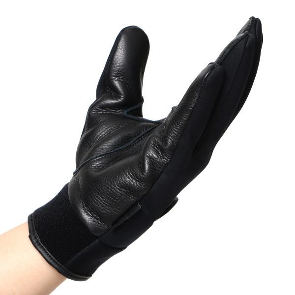 自転車 洗濯可 メンズ 手袋 本革 ブラック 黒 黒色 洗える 伸縮性 耐久