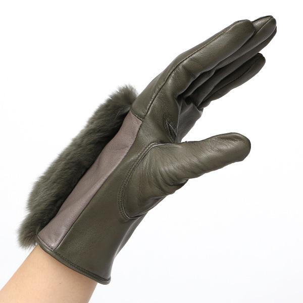 KURODA（クロダ） 日本製 婦人 レッキスラビットファー 手袋 グリーン