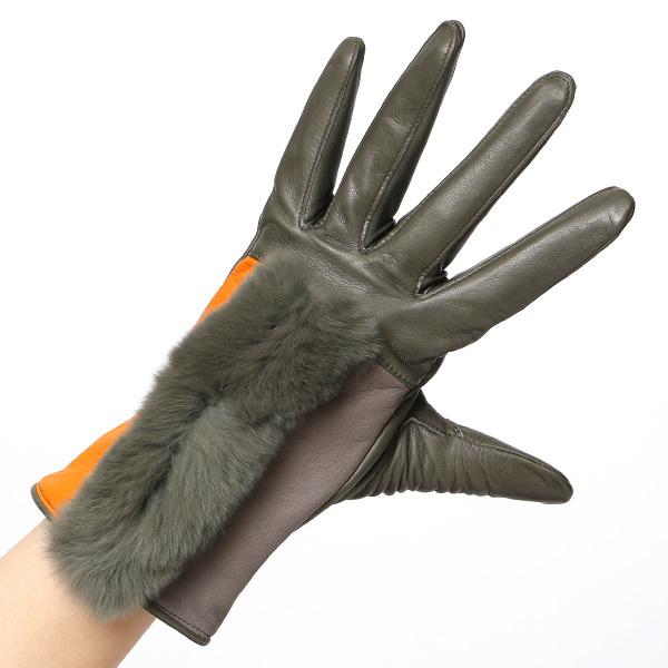 KURODA（クロダ） 日本製 婦人 レッキスラビットファー 手袋 グリーン