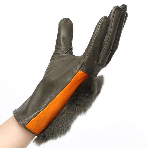 KURODA（クロダ） 日本製 婦人 レッキスラビットファー 手袋 グリーン