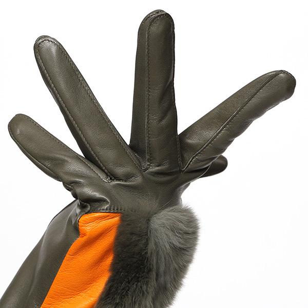 KURODA（クロダ） 日本製 婦人 レッキスラビットファー 手袋 グリーン