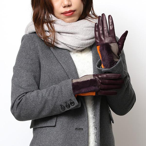 日本製 婦人 レッキスラビットファー 手袋 パープル 紫色 レディース 高級 イタリア製仔羊革 | KURODA | 10