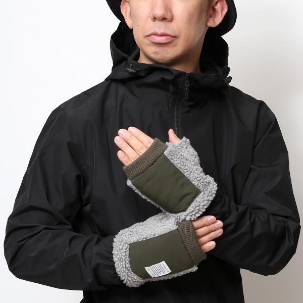 手袋 メンズ ボア フィンガーレス 暖かい 裏起毛 防寒 グレー グレイ 灰色 日本企画 ブランド KURODA(クロダ) | KURODA | 09