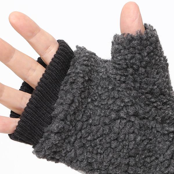 手袋 メンズ ボア フィンガーレス 暖かい 裏起毛 防寒 ダークグレー グレー グレイ 灰色 日本企画 ブランド KURODA(クロダ) | KURODA | 05