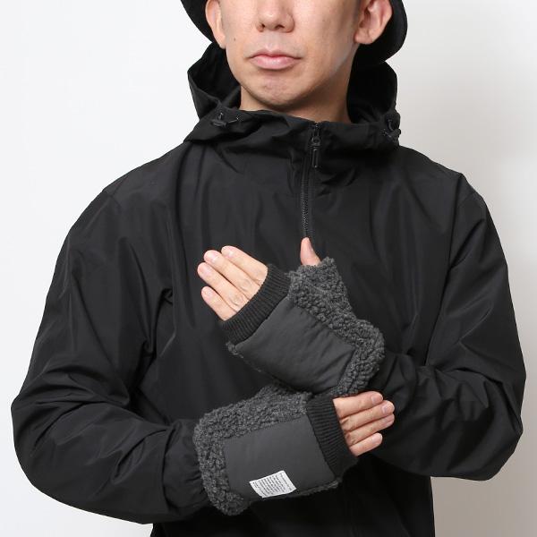 手袋 メンズ ボア フィンガーレス 暖かい 裏起毛 防寒 ダークグレー グレー グレイ 灰色 日本企画 ブランド KURODA(クロダ) | KURODA | 09