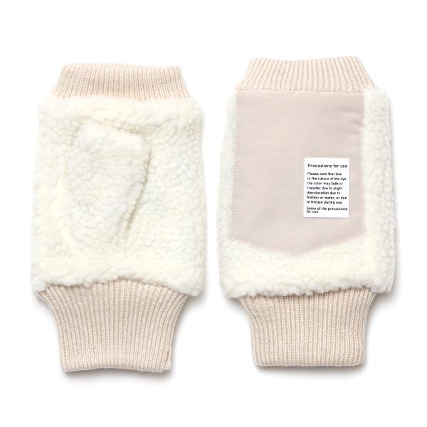 手袋 メンズ ボア フィンガーレス 暖かい 裏起毛 防寒 ホワイト 白色 日本企画 ブランド KURODA(クロダ) | KURODA