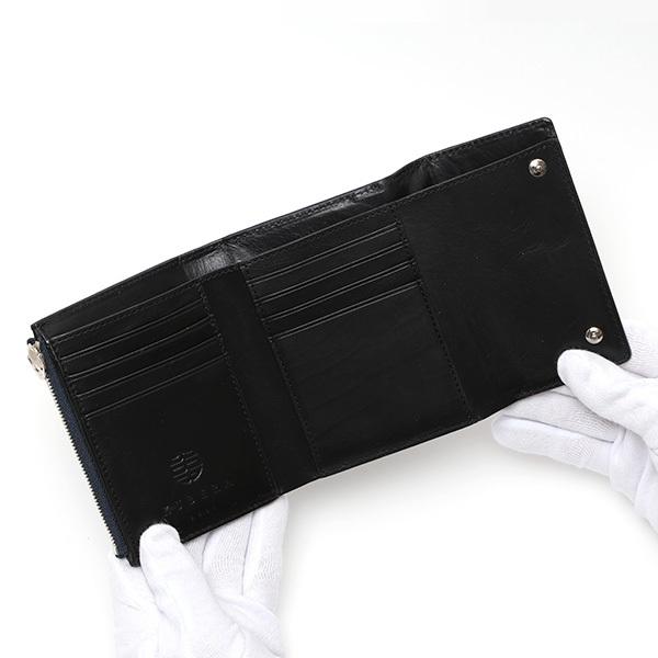 KUBERA 9981 財布 三つ折り財布 レザー コードバン 型押し ブルー