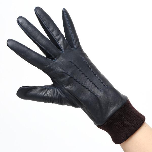 革手袋 本革 レディース レザー 手袋 日本製 ブランド リブ付き ブルー