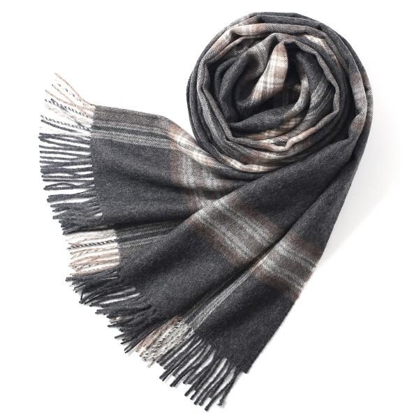 チェック柄 大判ストール 130 0cm メンズ レディース マフラー グレー グレイ 灰色 ねずみ色 北欧ブランド ベビーアルパカ100 Sil0001c07a01 東京ヒマワリ 通販 Yahoo ショッピング