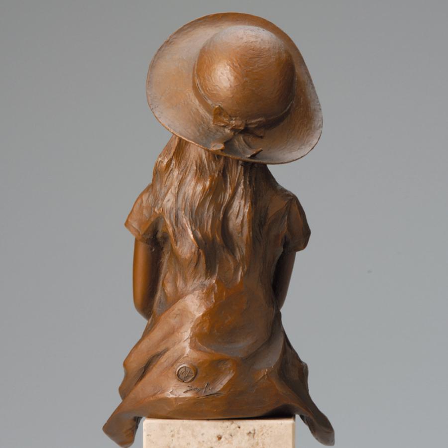 原口泰造 鳩と少女ブロンズ像 黒 ブラック BLACK 彫刻 