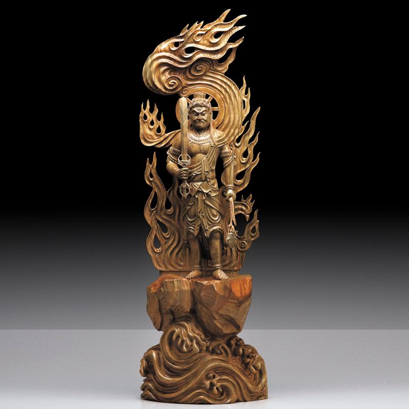 緑壇 総手彫り 【 不動明王 立像 【大】』 高さ83cm 仏教 酉年