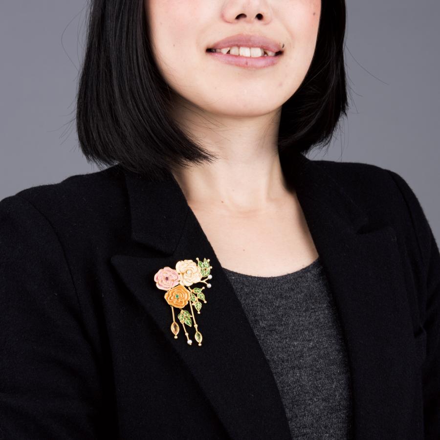 小室眞子さん ご結婚奉祝 ブローチ ネックレス 兼用 「 祝福の薔薇 」 御婚約 記念作品 皇室 アクセサリー ギフト     HNM34の画像