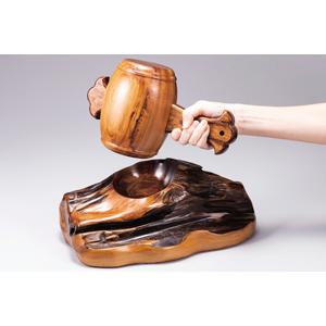 屋久杉 無垢 全長約30cm 「 打ち出の小槌 」 木彫 美術工芸 プレゼント