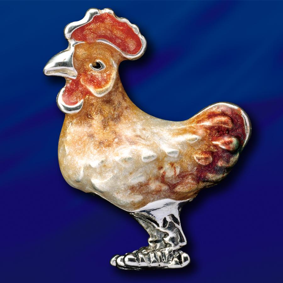 幸運の鳥 ピンブローチ ６種セット 銀製 特製ケース付き フクロウ 翡翠 オウム フラミンゴ 鶏 ハチドリ 男女兼用 アクセサリー ギフト プレゼント     HUA31の画像
