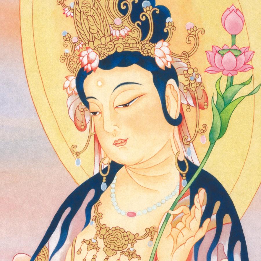 掛軸 純金手彩仕上げ 「 聖観音 」 日本画 軸装 仏画 守護 プレゼント 贈り物 通販 販売     S0369Jの画像