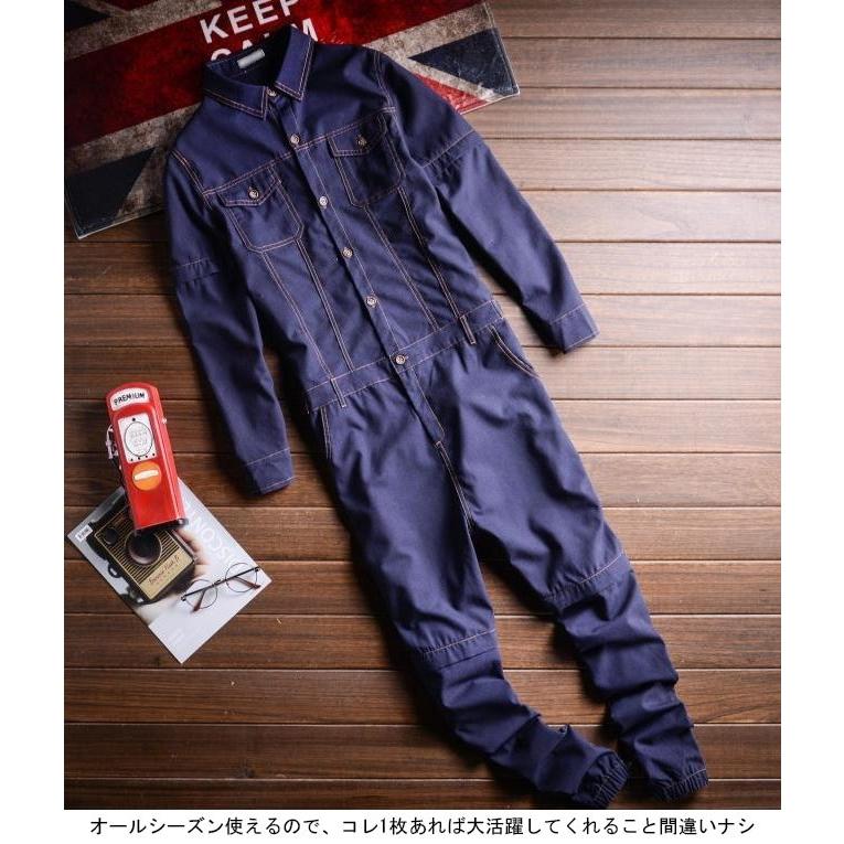 メンズ デニムオーバーオール つなぎ オールインワン 作業服 つなぎ服