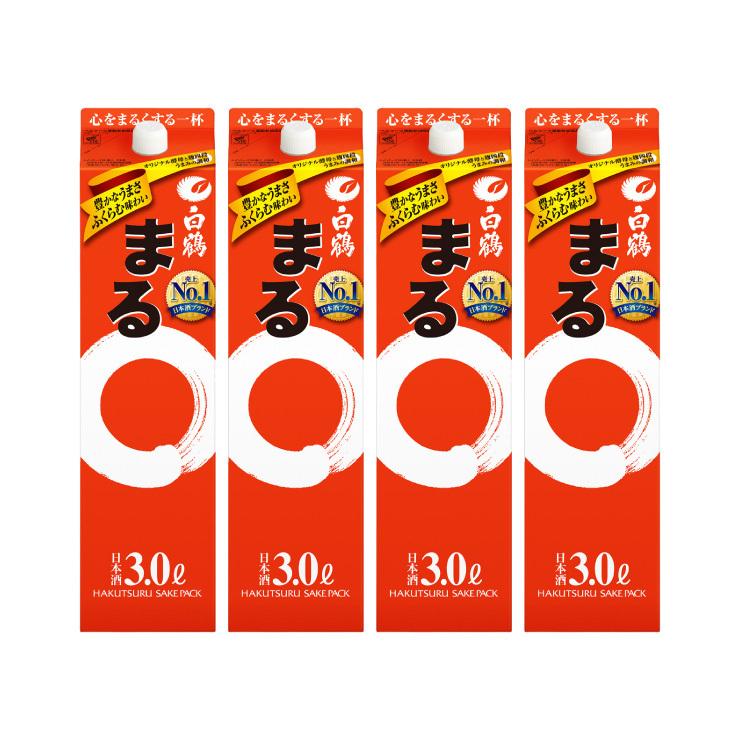 白鶴 サケパック まる 3000ml 4本 (1ケース) 取り寄せ品 送料無料