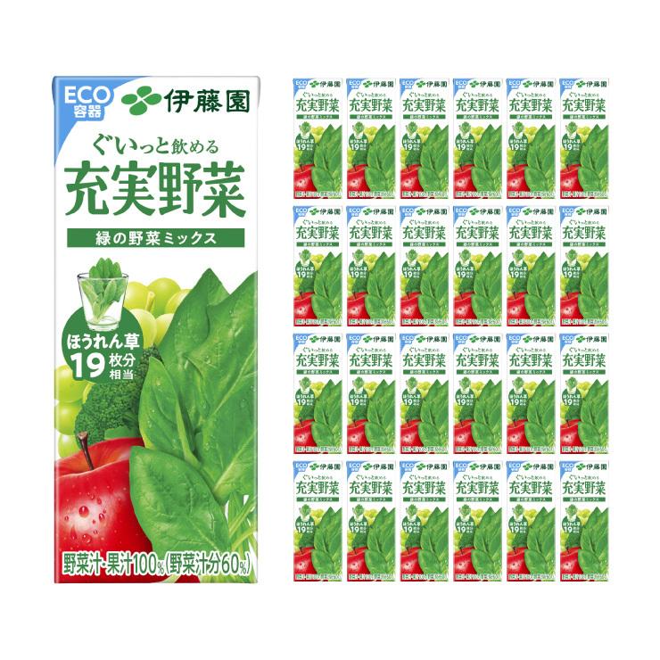 伊藤園 充実野菜 緑の野菜ミックス (紙パック) 200ml 24本 送料 伊藤園 充実野菜 緑の野菜ミックス (紙パック) 200ml 24本 送料