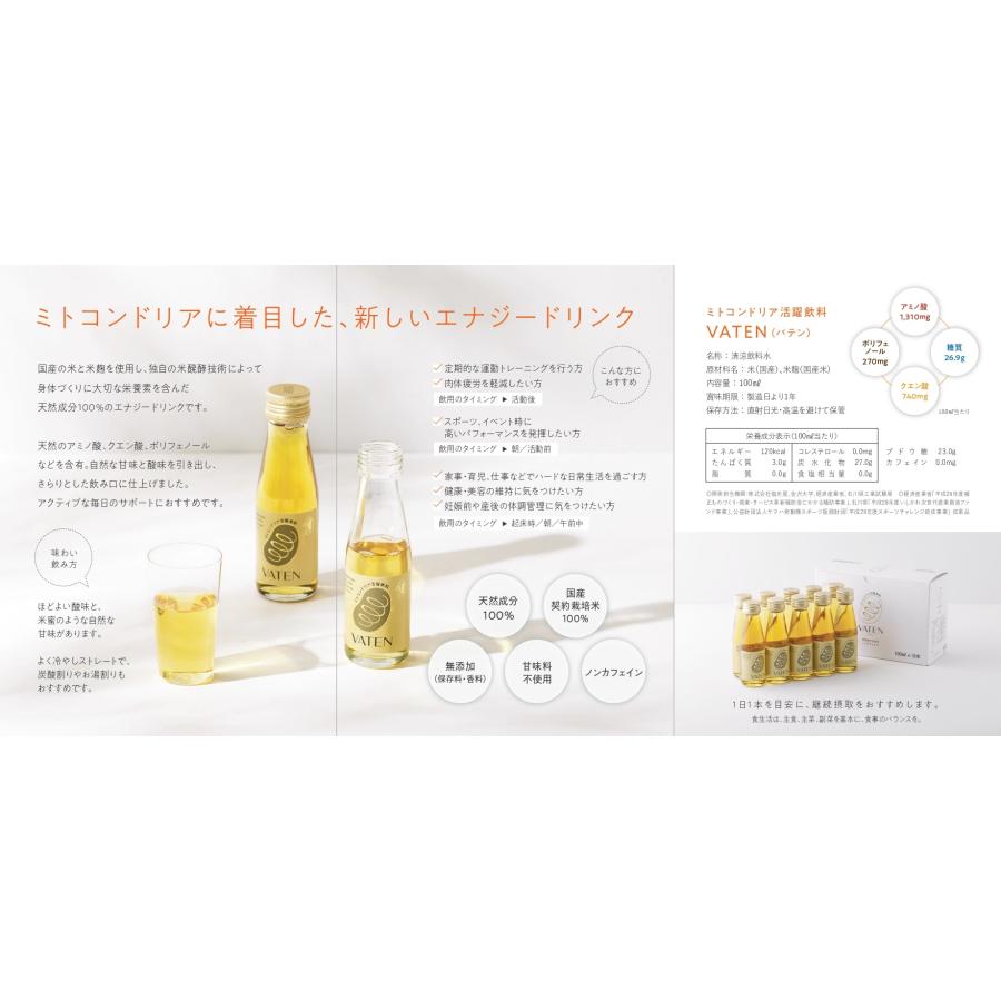 【レビューキャンペーン対象】父の日 プレゼント 2024 エナジードリンク 福光屋 VATEN バテン 100ml 30本 栄養ドリンク 無添加 ノンカフェイン 送料無料｜tokyo-syusui｜03